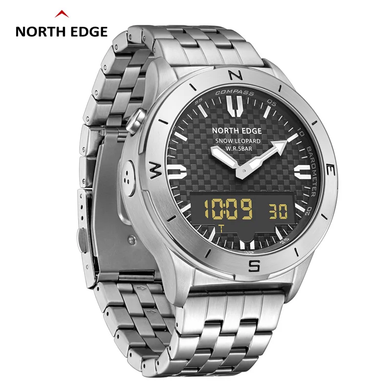 Nuevo reloj deportivo electrónico NORTH EDGE Snow Leopard para exteriores, resistente al agua, con altímetro, barómetro, brújula, cronómetro y alarma.