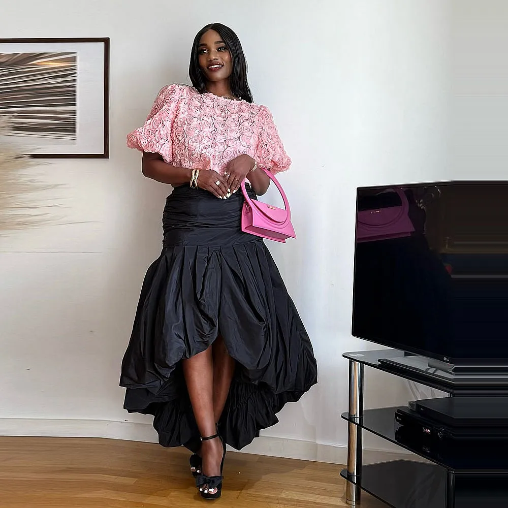 

High Low Black Women Party Skirt Without Top Draped Mermaid Skirt For Office Lady Maxi Skirt Saias