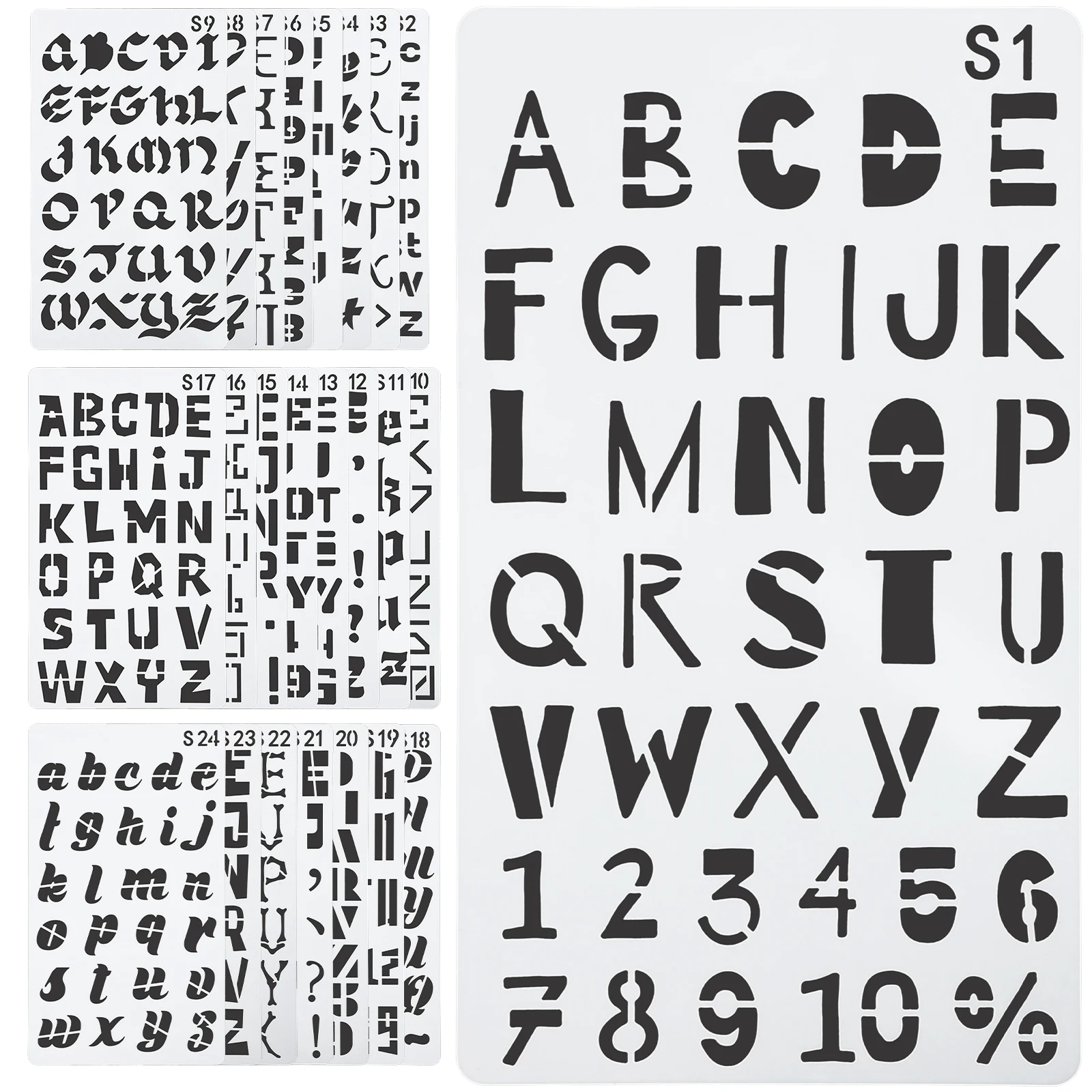 

24pcs Reusable Alphabet For Painting English Letter Diy Crafts Supplies Wall Art Stencils Creative Painting Templates Lettering