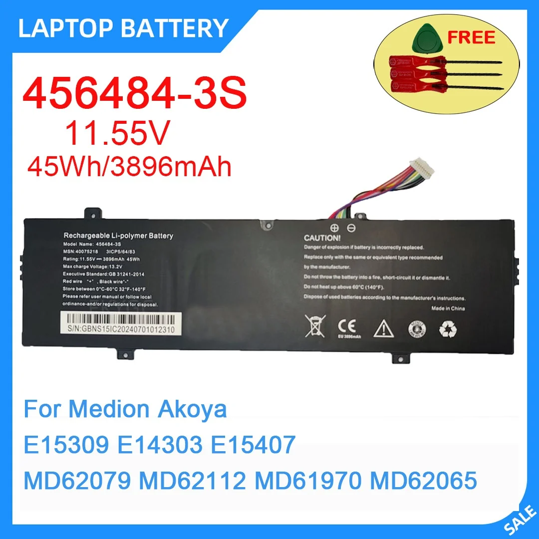 New Laptop Battery 456484-3S 11.55V 45WH 3896mAh High Quality For Medion Akoya E15309 E14303 E15407 MD62079 MD62112 MD61970