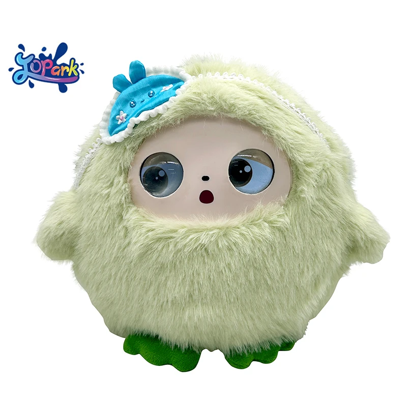 Jopark ODM Kawaii rond Dun Dun Ledodo AI peluche jouet mignon vert doux tissu haute technologie intelligent en peluche jouets éducatifs pour enfants