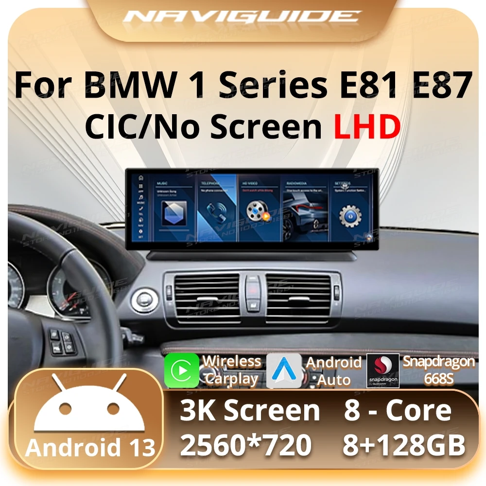 

NAVIGUIDE 14,9 дюйма Android 13 Автомобильный радиоприемник для BMW 1 серии E81 E82 E87 E88 2004-2012 Беспроводной мультимедийный плеер Carplay Android Auto