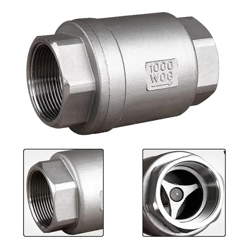 304 Stainless Steel Vertical Check Valve H12 Water Pump 1/4 3/8 1/2 1 Inch Water Pipe One-way Valve DN8 10 15 20 32 50 65