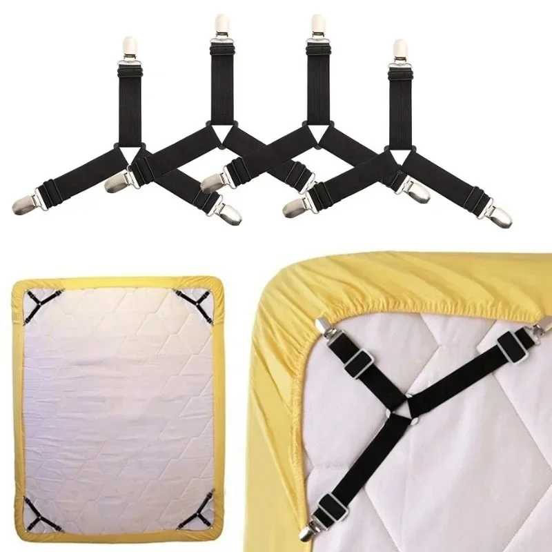 

4PCS Adjustable Bed Sheet Clips Cover Grippers Holder Mattress Duvet Blanket Fastener Straps Fixing Slip-Resistant Belt