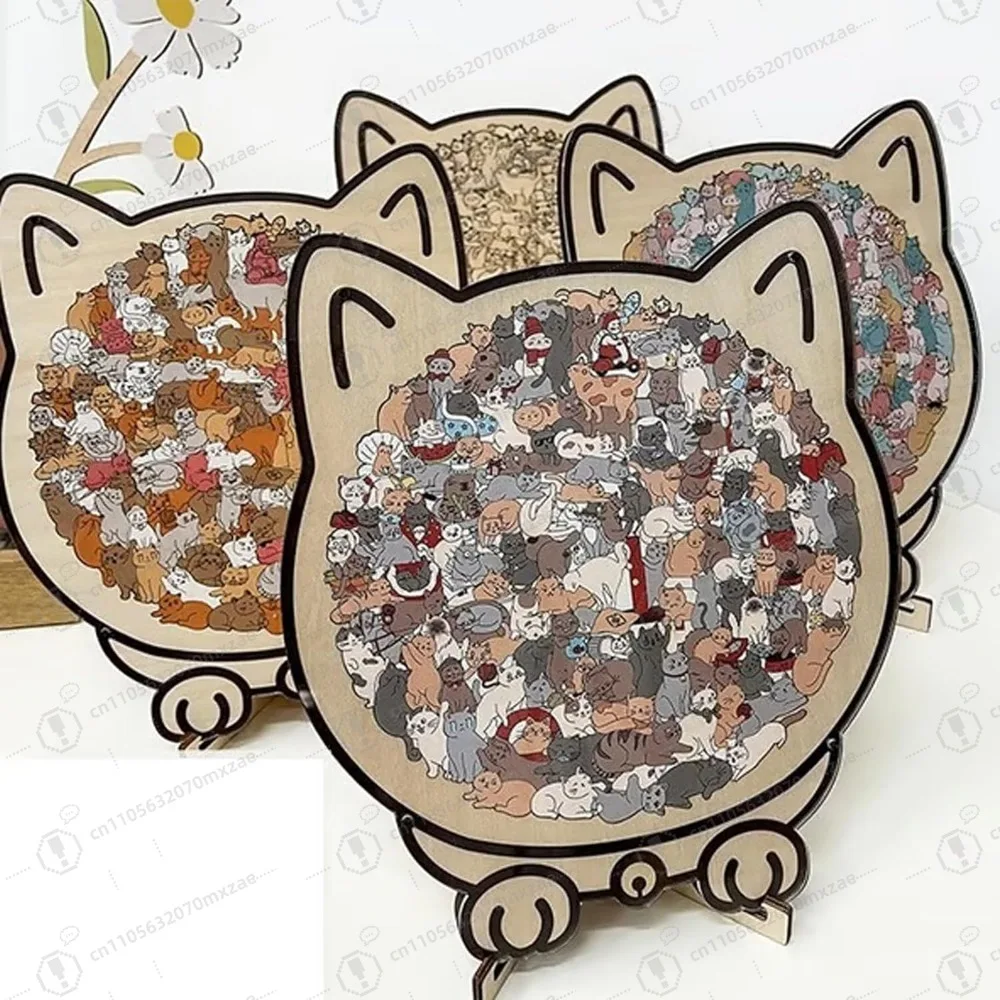 

135-Piece-Colored Cat Shaped Wooden Jigsaw Puzzle,Decorative & Relaxing Gift for Cats Lovers and Adults’ Home Decor
