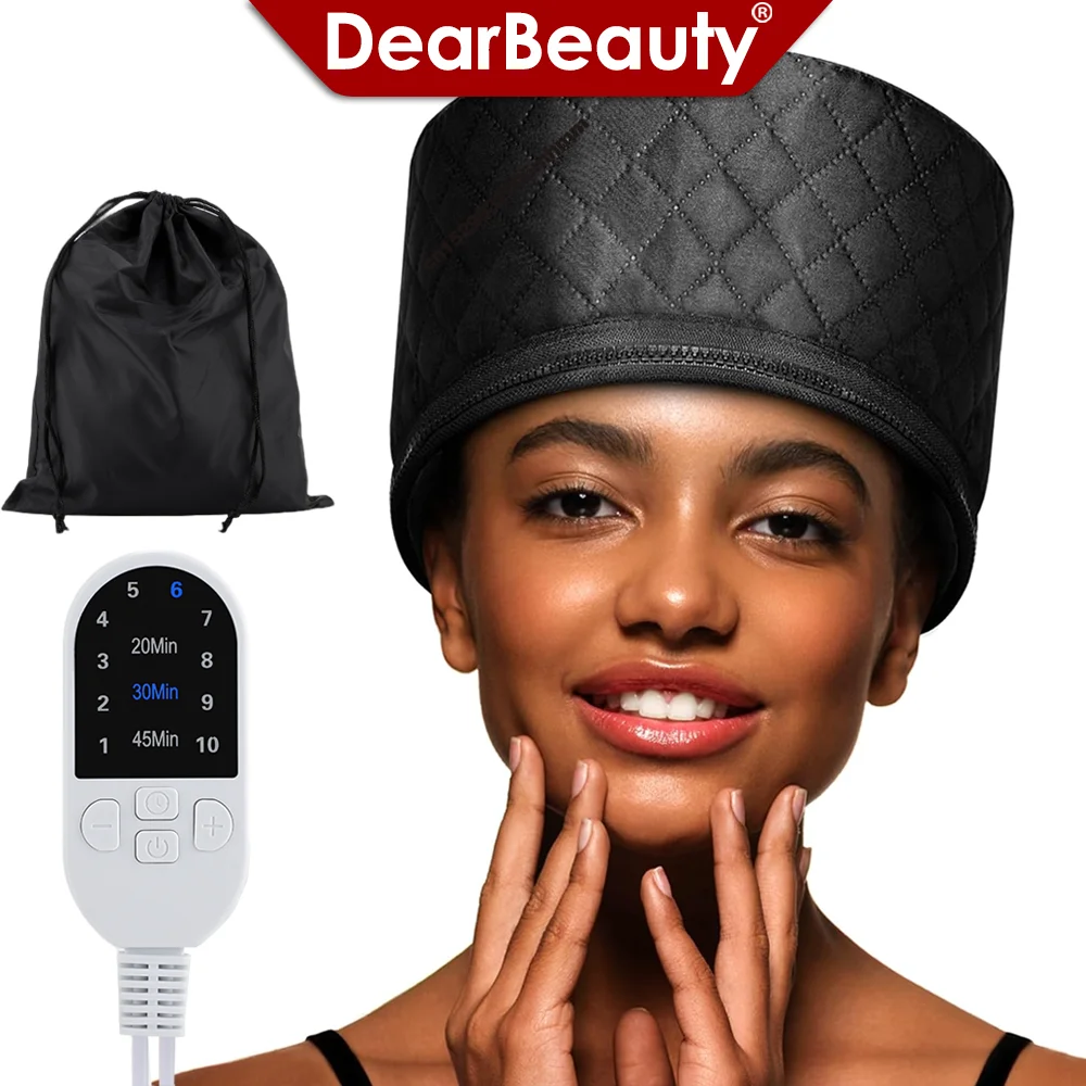 Portable Electric Thermal Hat 10-Level Heat Electric Hair Cap 3Timer Settings Electric Hair Steaming Cap for Salon Hair Care SPA