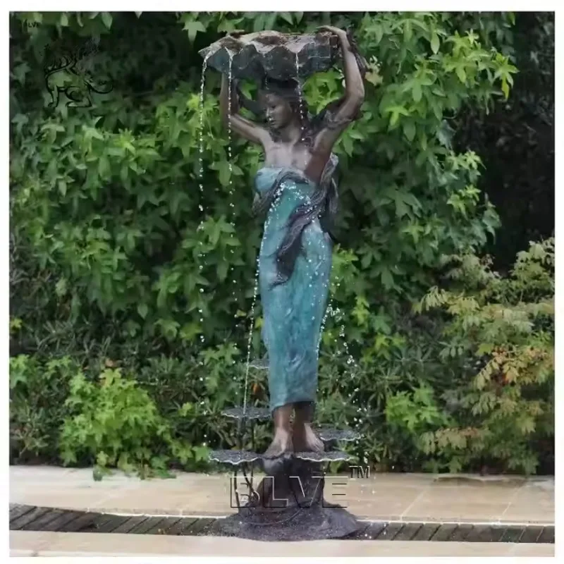 

Outdoor Swimming Pool Home Decor Life Size Metal Garden Woman Dancing Fountain Sculpture Bronze Girl Fountain