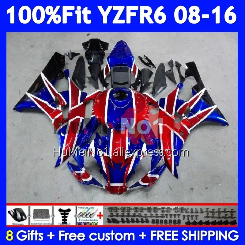 Bodys For YAMAHA YZF R6 600 R 6 YZF-600 YZF-R6 359No.21 Blue red YZFR6 YZF600 08 09 10 11 12 2013 2014 2015 2016 Fairing Kit