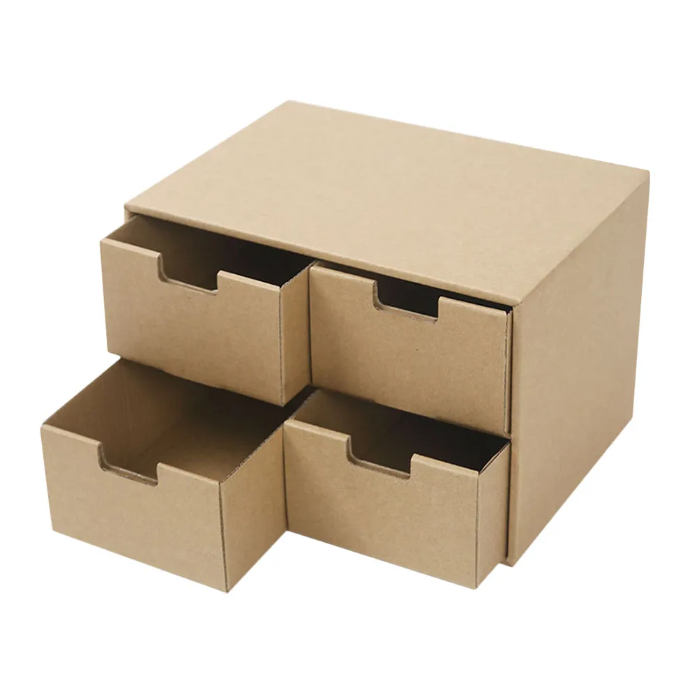 Large Capacity Kraft Paper Organizer Storage Box Desktop Drawer Style Document File Holder for Office Home School Desk Tidy