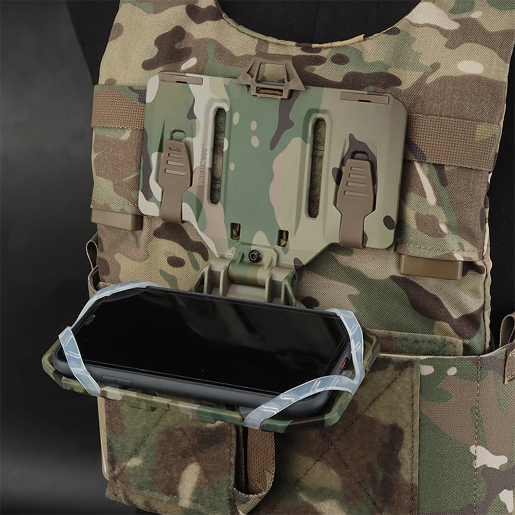 Tactical Molle Folded Phone Holder Universal Chest GPS Phone Case Phone Board Holder Hanging Bracket For4.7-6.7inch