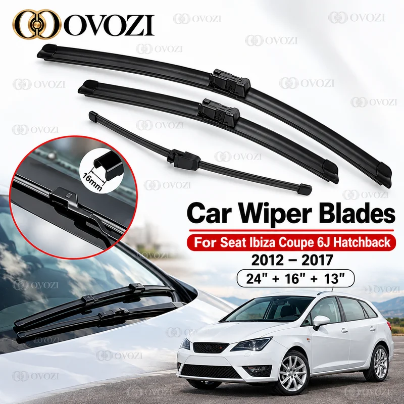 Front & Rear Car Wiper Blades Set For Seat Ibiza Coupe 6J Hatchback 2012-2017 Windscreen Windshield Window 24" 16" 13"