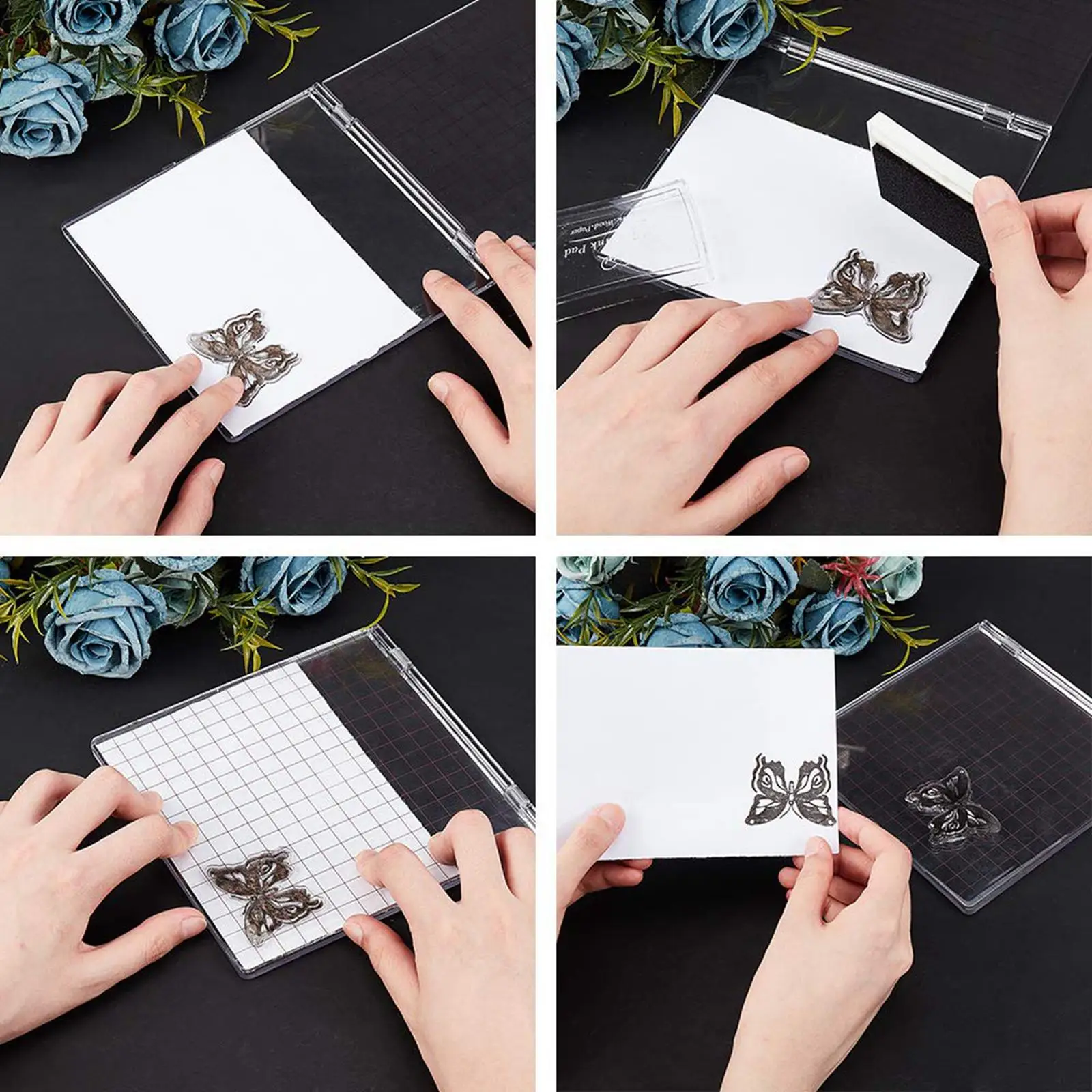 Acrylic Stamp Positioner with Grid Lines Clear Stamping Tool for Accurate Card Journaling Projects