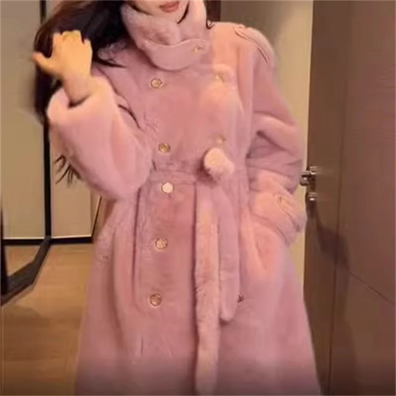 Fur Coat Women Winter 2024 New Imitation Mink Velvet and Cotton Padded Warm and Environmentally Friendly Long Mao Mao Coats Tide