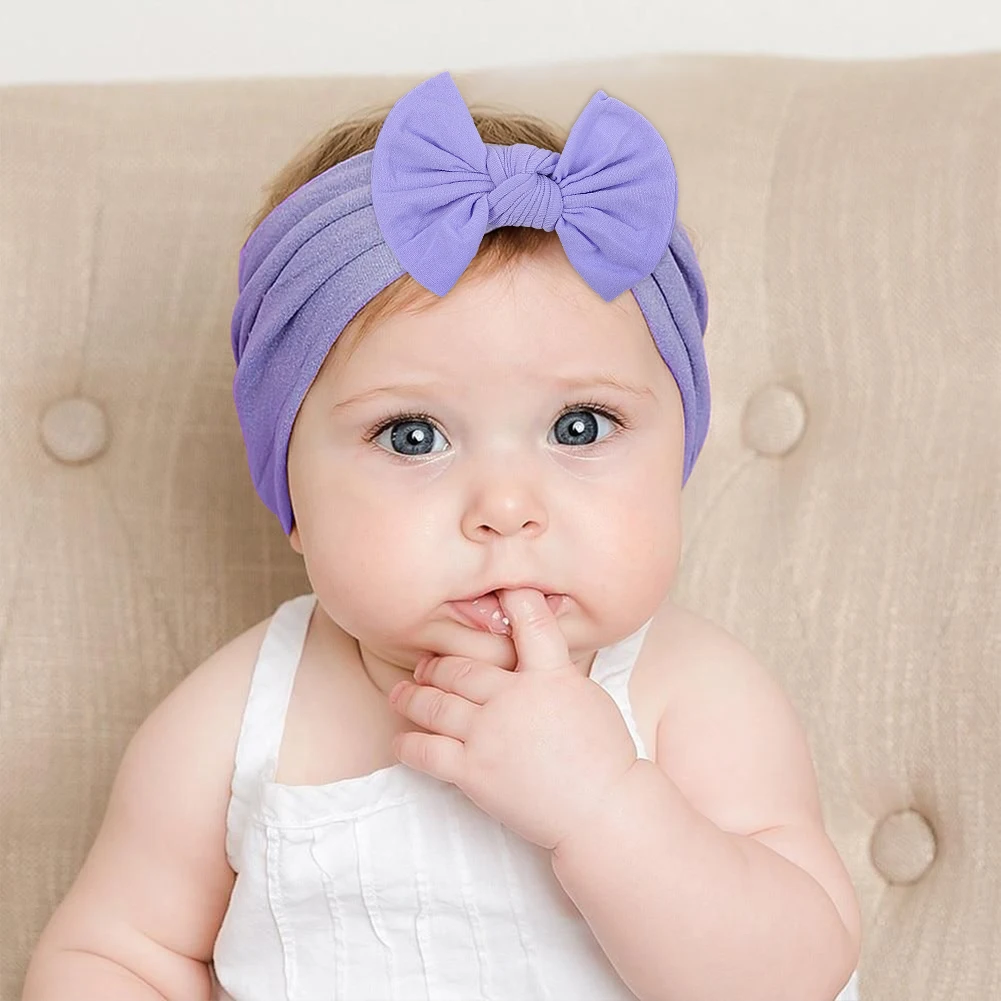 3Pcs/Set Solid Color Bows Headbands for Baby Girls Cable Turban Newborn Baby Headwrap Toddle Soft Kids Accessories Kids Headwear