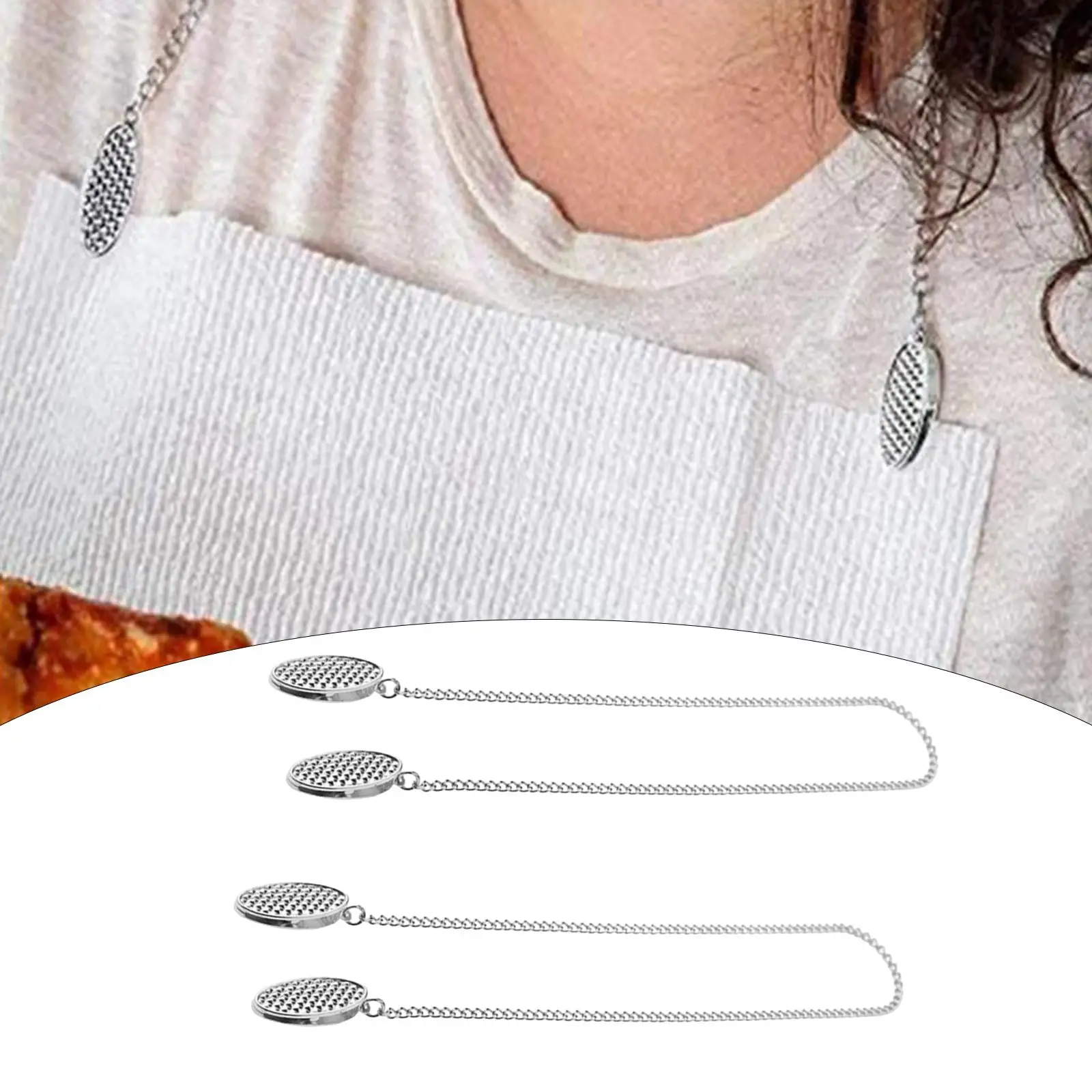 Alloy Napkin Clip Lanyard Chain Adjustable Bib Towel Holder Clothing Guard for Outdoor Picnic Drawing Studio Gathering Use