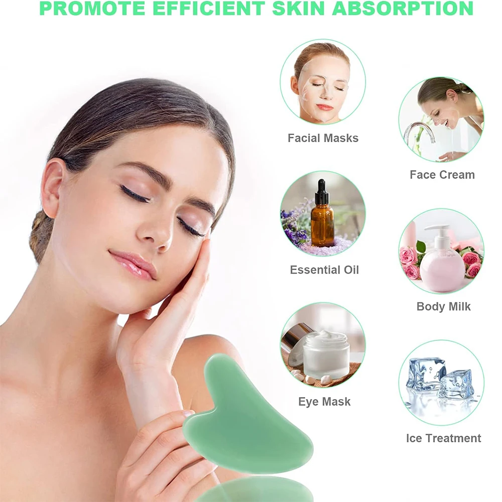 1PCS Natural Glass Jade Scraping Guasha Board Beauty Skin Care Tool Face Massager Scrapers Tools for Face Neck Back Body