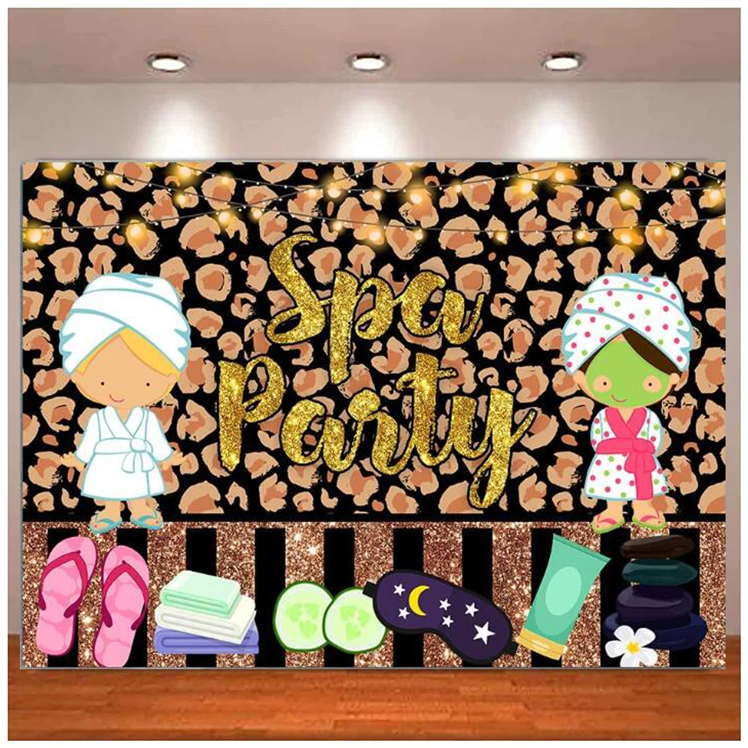 Spa Party Photography Backdrop Girl Princess Makeup Spa Theme Background Girly Kids Fashion Pamper Slumber Salon Party Banner