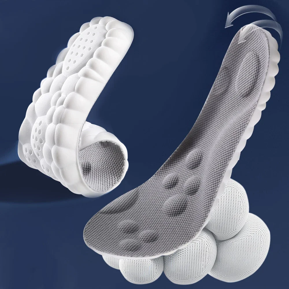 Semelles intérieures 4D souples pour hommes, Absorption des chocs, sport, orthopédiques, soutien des pieds, arc, Inserts orthopédiques, chaussures de Massage, unisexe