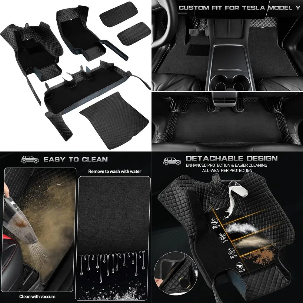 

Набор напольных ковриков для Tesla Model Y, 9 шт. — всепогодные кожаные коврики со съемными автомобильными ковриками, ковры для Tesla Model Y 2