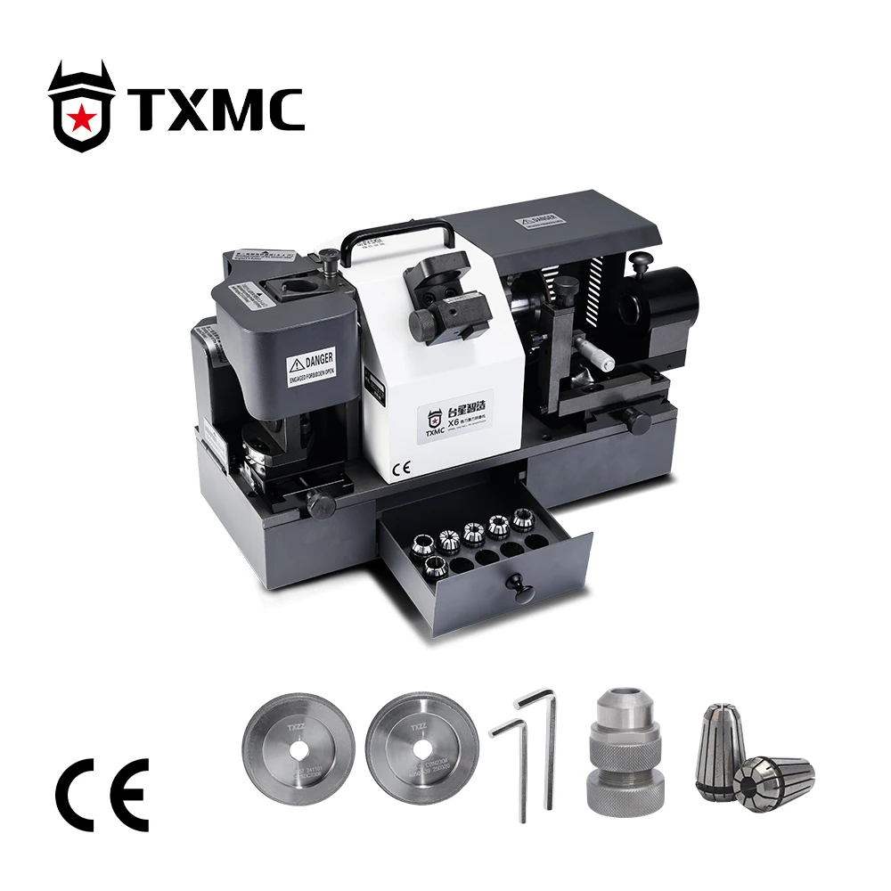 เครื่องลับคมดอกกัด TXMC TX-X6 4-14 มม. แบบไฟฟ้า ความแม่นยำสูง สำหรับดอกกัดเกลียว 2 3 4 ร่อง