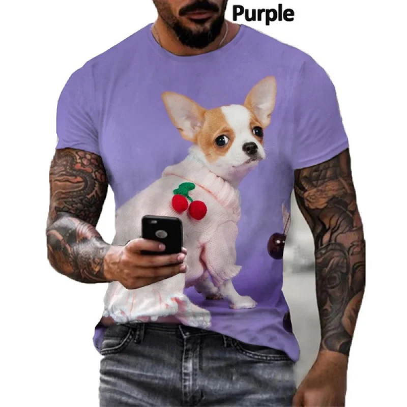 Fashion Men/women Funny Dog 3d Print T-shirt Casual Chihuahua Round Neck Short Sleeved Hiphop Tee Tops