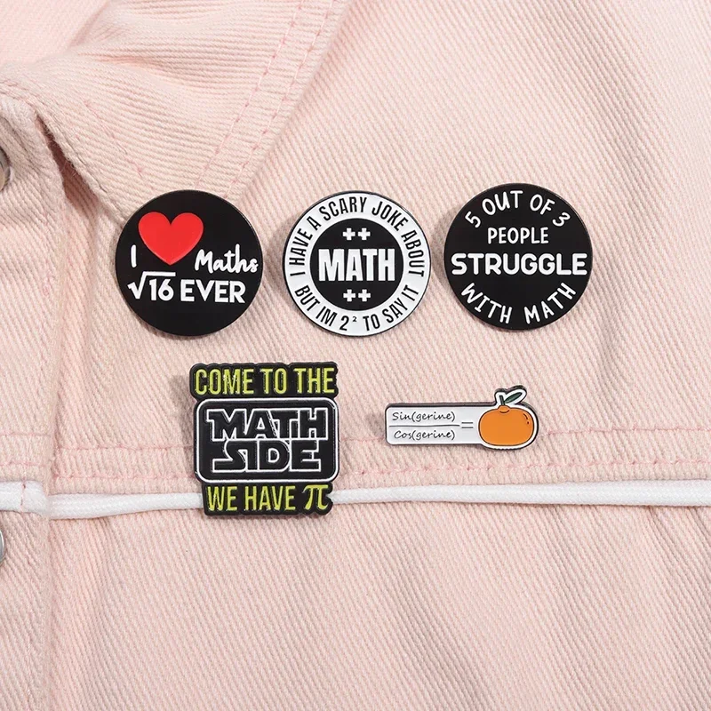 I Love Maths Enamel Pins Come To The Math Equations Lapel Badges Accessories Funny Metal Brooches Jewelry for Friends Wholesale