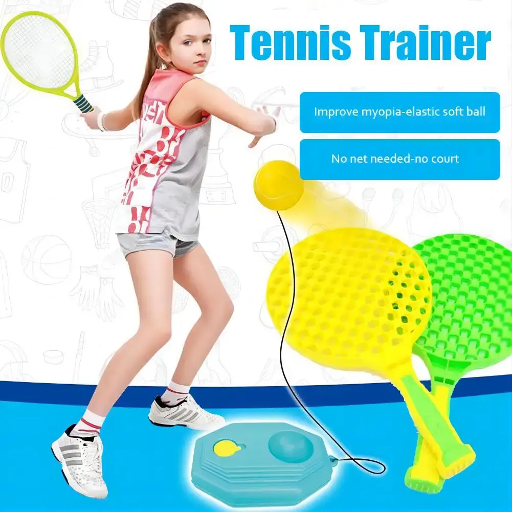 Outdoor Games Children Sports Toys Portable Solo Tennis Training Set Self Tennis Practice Training Tool for Adults Kids Beginner