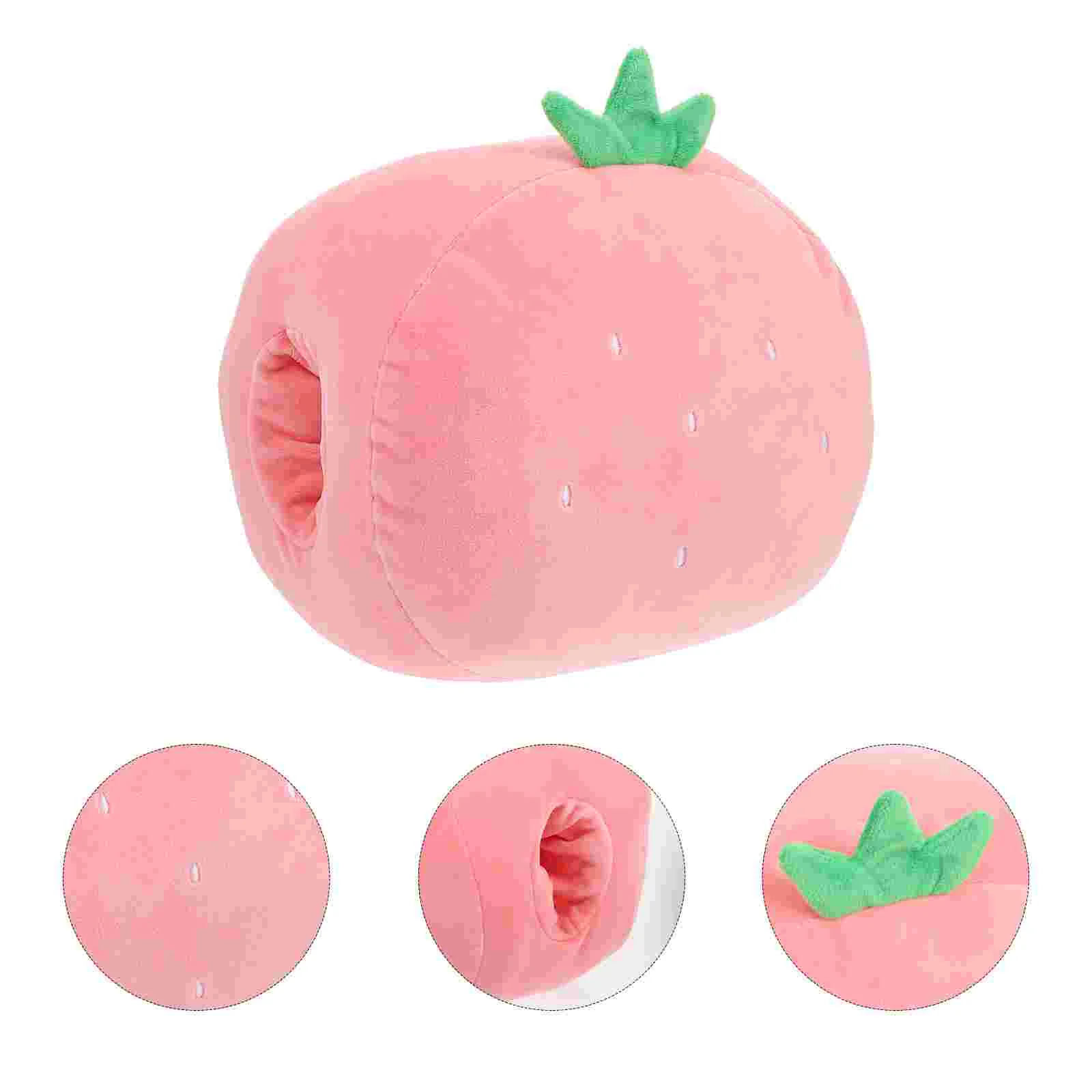 Toy Stuffed Fruit Pillow Adorable Plaything Warm Keeping Plush For Home Pink Shaped Office