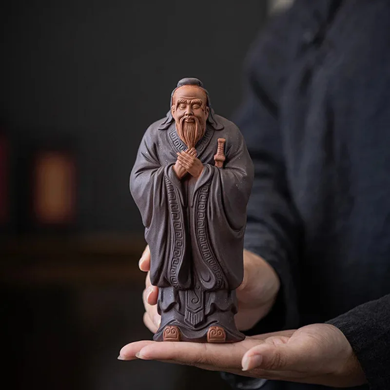 Ceramic Historical Figure Confucius Statue Chinese Philosopher Home, Living Room, Office, Study Room Decorative Statues