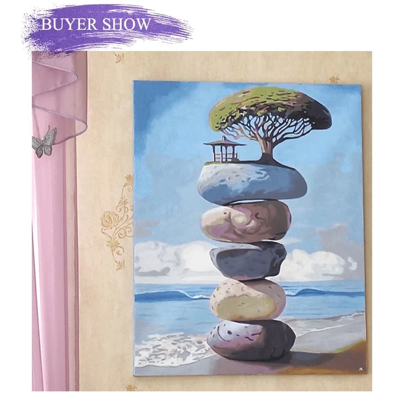 الطلاء حسب الرقم قماش مجموعات الطلاء شاطئ البحر الحرف Diy بها بنفسك الفن الاكريليك صورة بواسطة أرقام حجر الجبل الحديثة للديكور المنزل