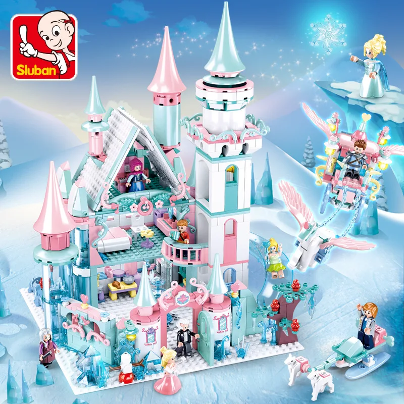 SDangan-décennie s de construction de château de glace et de neige pour filles, maisons de palais, princesse, enfants, amis, briques de bricolage, jouets, cadeaux de Noël, 1314 pièces