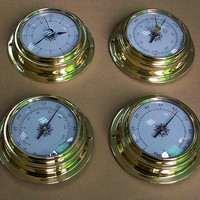 1 set of copper shell thermometer hygrometer barometer marine meteorological station kit