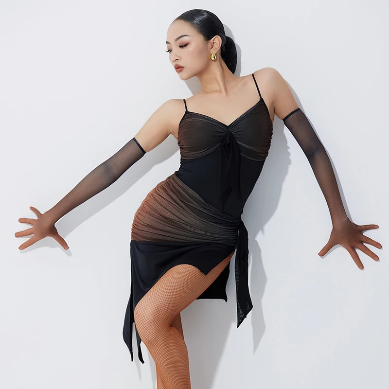 Costumes de performance de danse latine pour femmes, robe de pratique dos nu sexy, vêtements de compétition de danse latine pour femmes adultes, Chacha, 2024