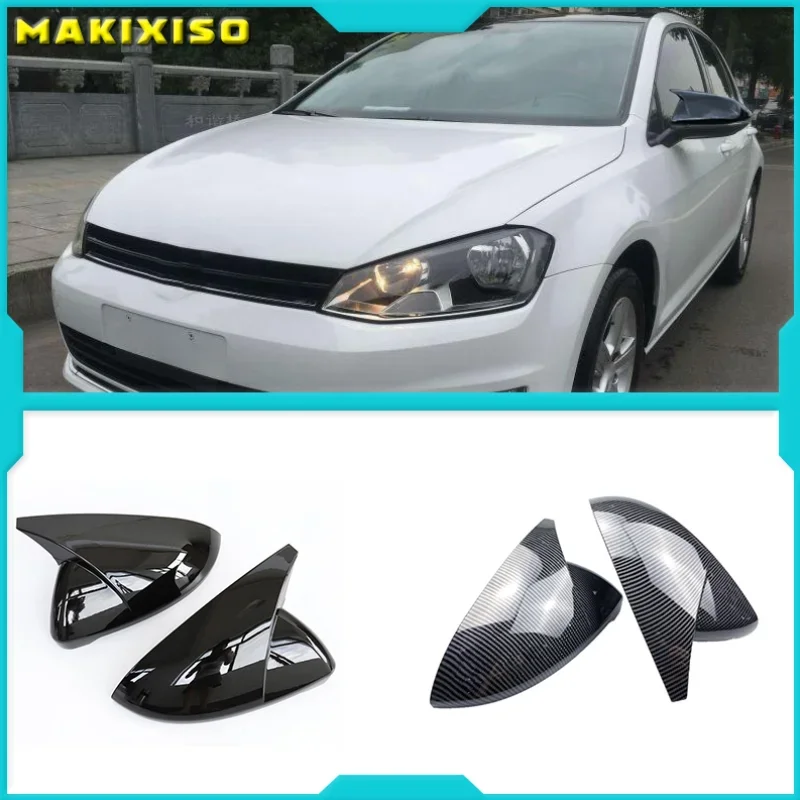 

Black Horn Shape Side Wing Mirror Cover for VW Golf 7 MK7 7.5 GTD R GTI GTE VII Cap E-golf Sportsvan 2013 2018 2019 2020 Replace