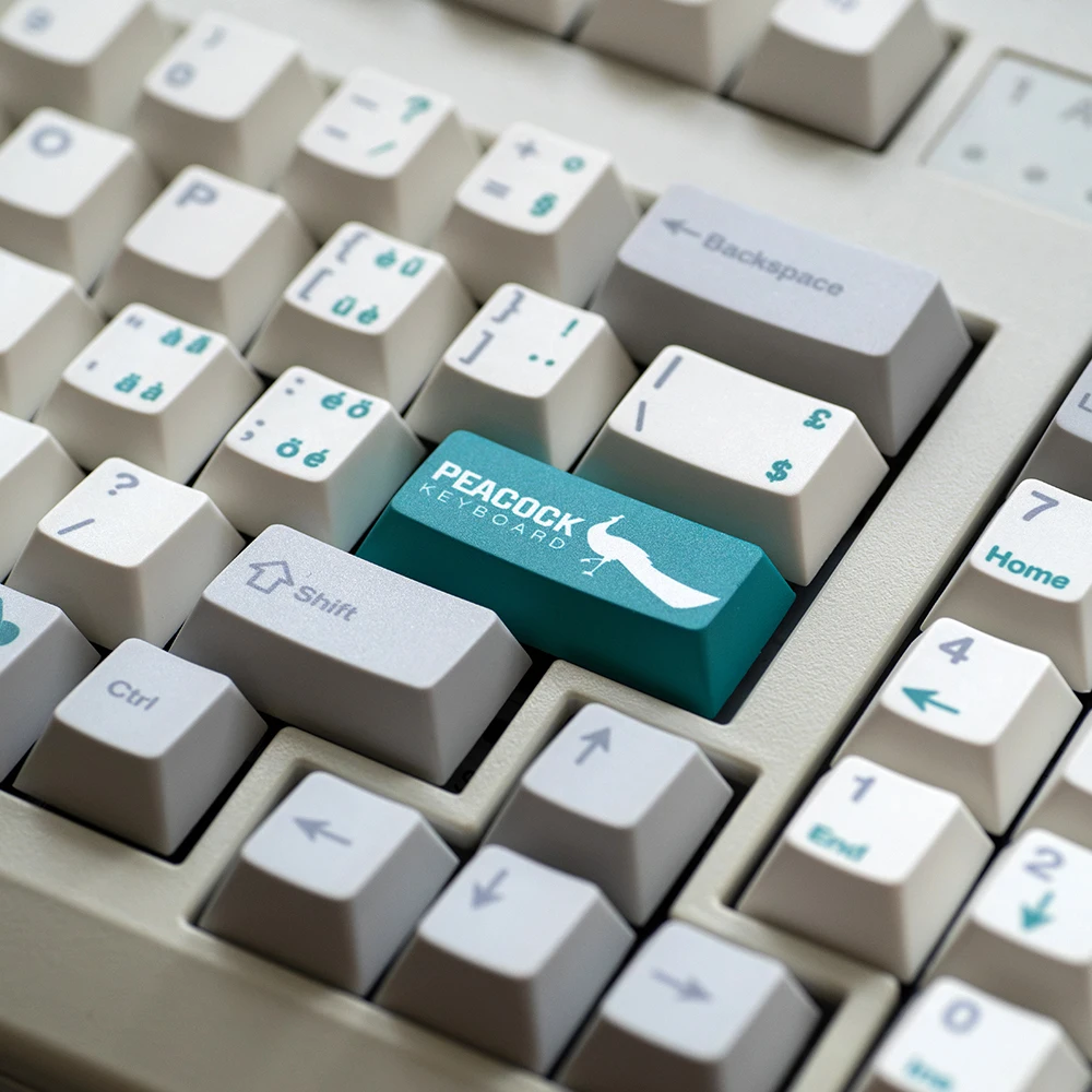 FBB Keycaps Peacock Vintage Peacock PBT Keycaps Set, Sublimation for 60%, 75%, 80%, 96%, 100% and other mechanical keyboards.