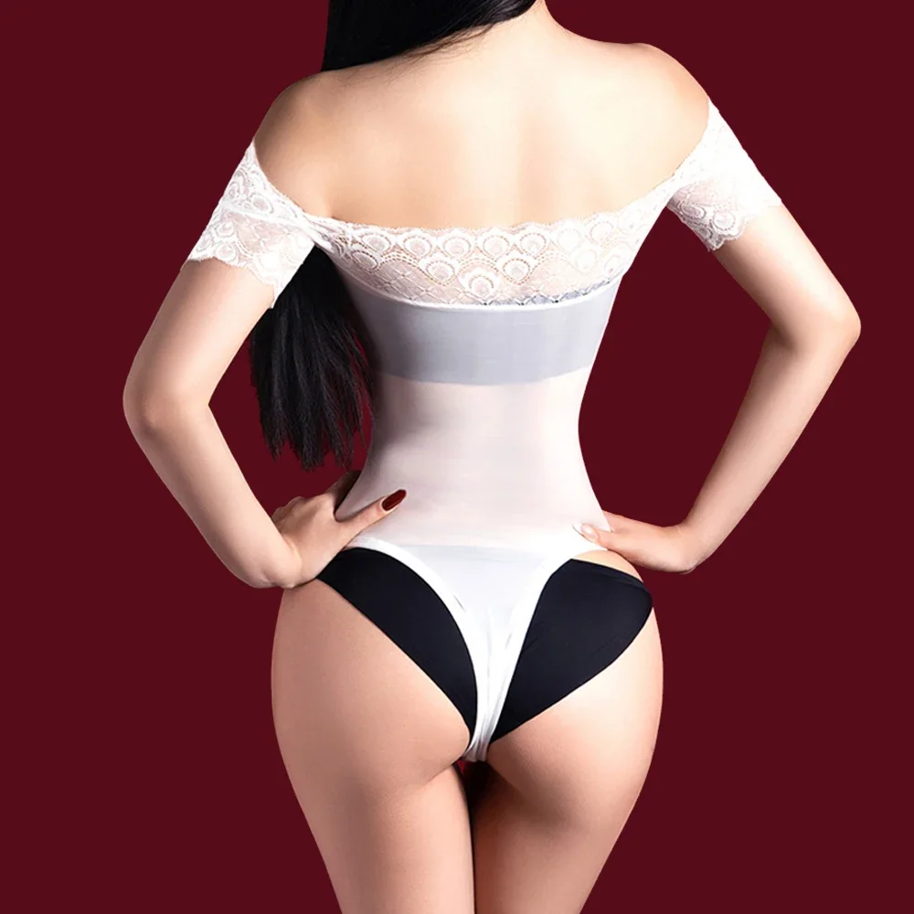 

Women 5D 912 PIN High Cut Bodysuit Oil Glossy Shiny Open Crotch Tights Smooth Yoga Shaping Off Shoulder Maid Leotard Top
