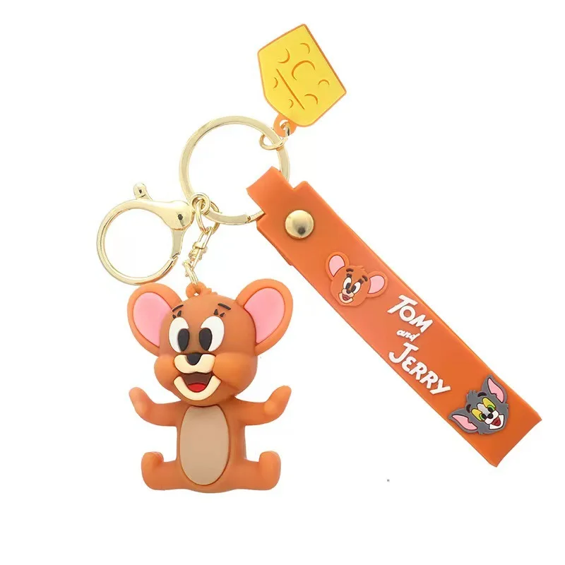 Tom and Jerry Keychain Kawaii Action Figures Anime Keyring Doll Backpack Pendant Car Key Ring Accessories Charm Wholesale Toy