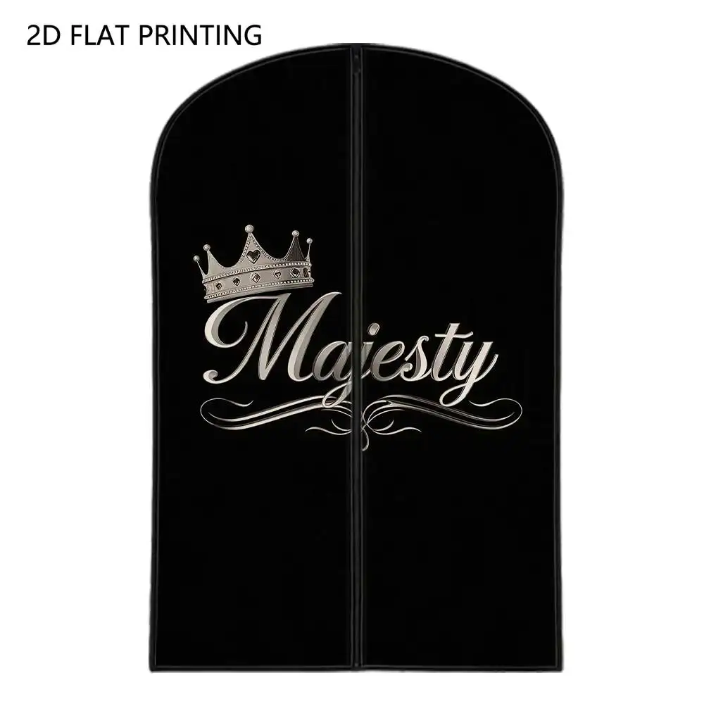 1pc Silver Crown Letter Compressed Dust Cover Clothes Compression Hanging Storage Bag Household Wardrobe Organizer
