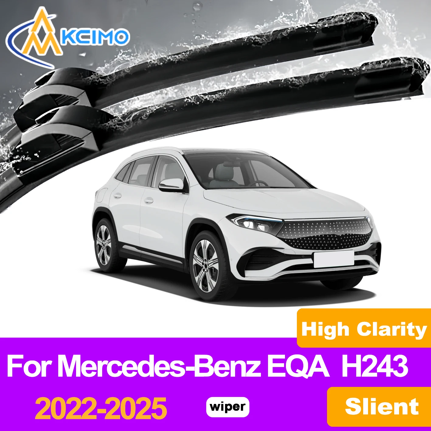 

KCIMO 2PCS Front Windshield Wiper Blades For Mercedes-Benz EQA H243 2022-2025, Smooth All Weather Fit Quiet Wiping
