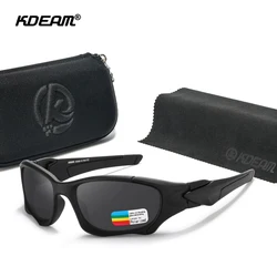 KDEAM Men's Cycling Sunglasses Polarized Black Warrior Style Riding Sun Glasses Sports With Zipper Case