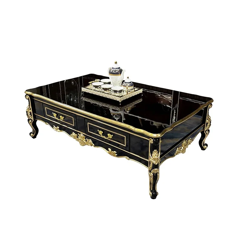 Coffee Table Solid Wood Retro Light Luxury for Living Room for Small Apartment Sturdy Construction, Living Room Center Table