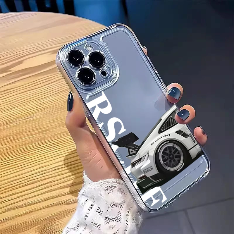 Transparent Cool Sports Car Phone Case For iPhone 17 Pro Max 16 15 14 13 12 11 Pro Max XS Max X XR 7 8 Plus 16e 17Air Soft Cover
