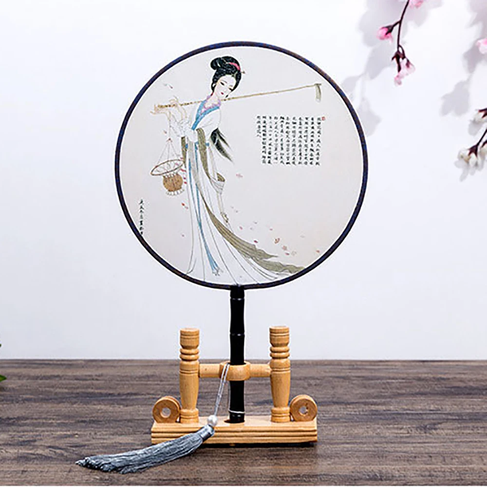 

Chinese Style With Wooden Handle Vintage Gift Crafts Fan Dance Fan Sunshade fan Home Decor