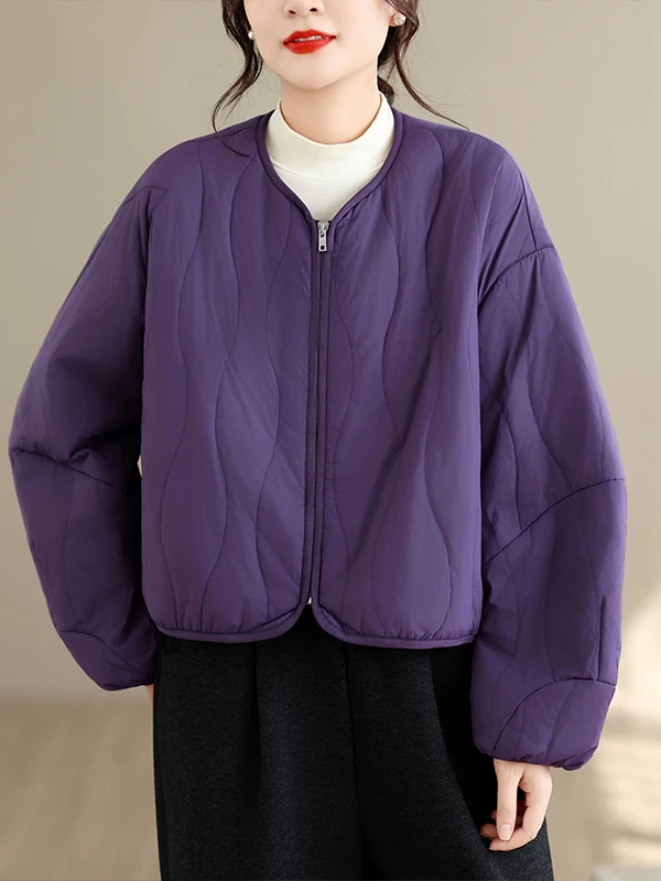 Casual Short Cotton Jacket Women's Autumn Winter Thickened Zipper Closure Slimming Versatile Brand Name Tag Removed Commute S...