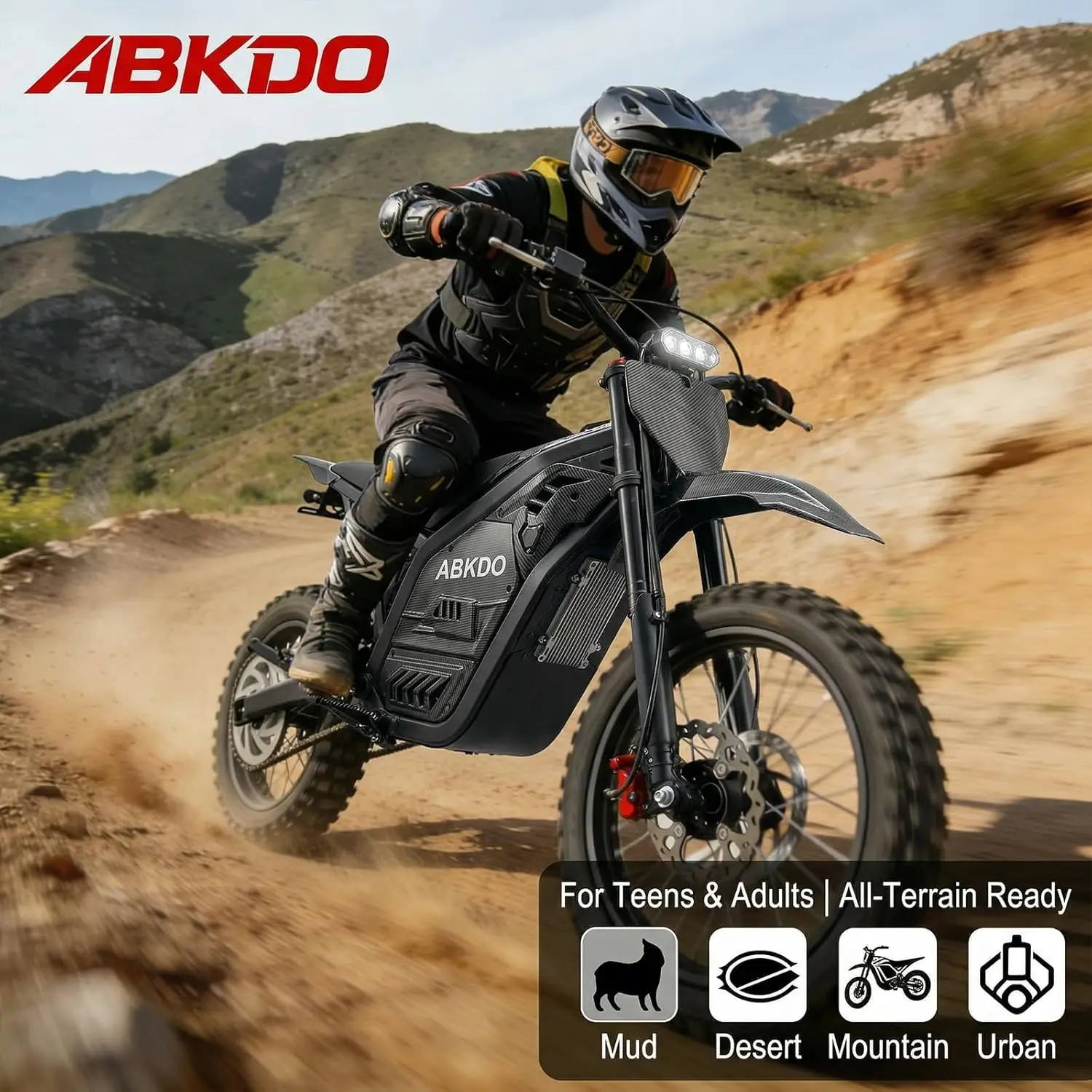 

ABKDO 4000W Electric Dirt Bike 45MPH 48V 23Ah Removable Battery Off-Road Motocross for Adults Teens | US Stock & 1-Year Warranty