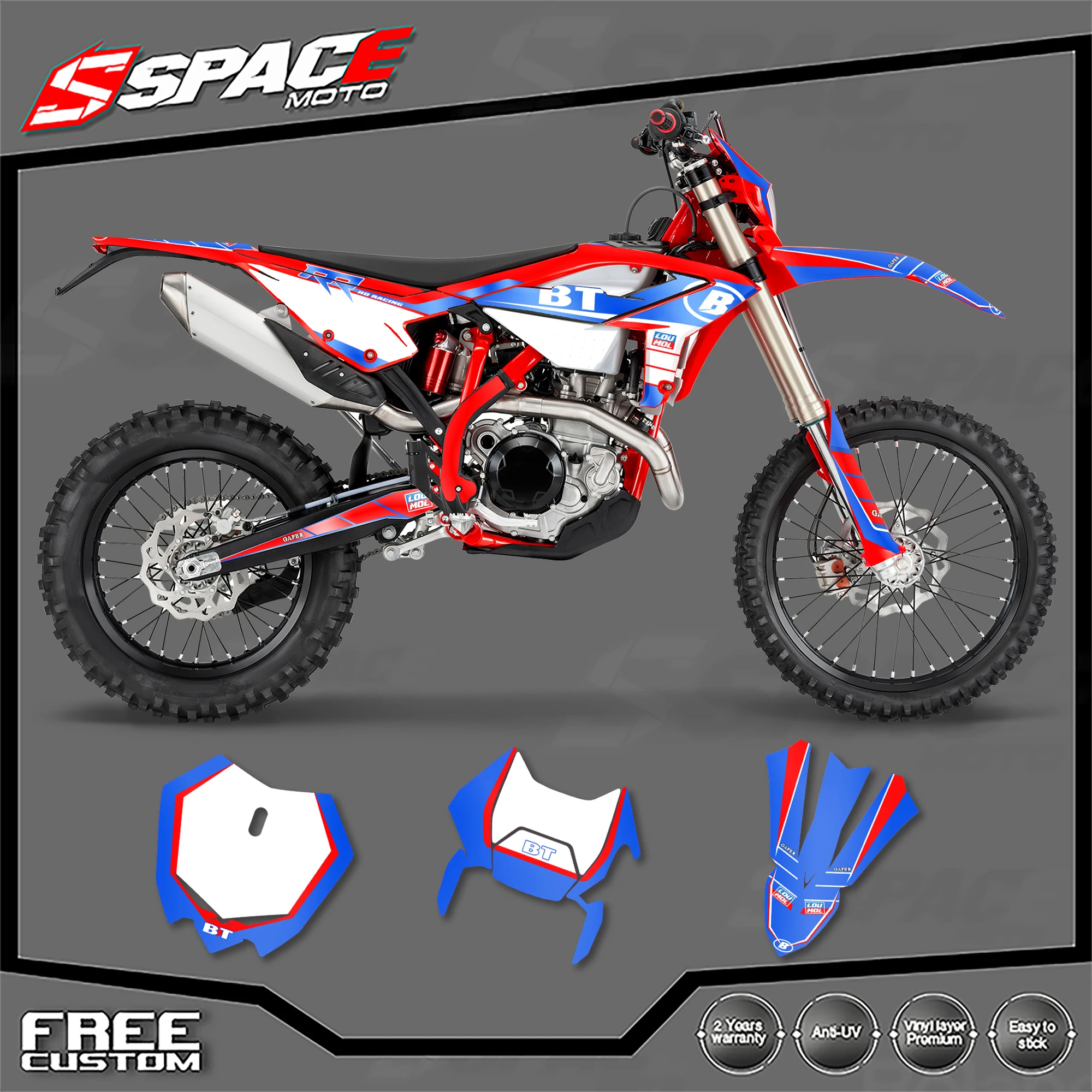 

Наклейки SPACE Custom Team для мотоциклов Beta 250 300 RR 2023 2024 2025 (23-25) Эндуро, комплект графики 09