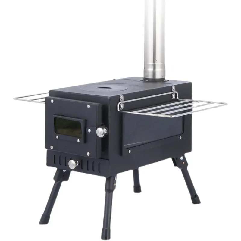Folding Lightweight Titanium Wood Stove - Portable Adjustable Camping Furnace, Winter Heating & Cooking Grill for Picnic