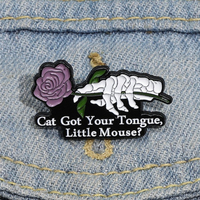 Cat Got Your Tongue. Little Mouse? Dark Romance Pin Badge Haunting Adeline Quote Enamel pin Bookish Jewelry Gifts wholesale