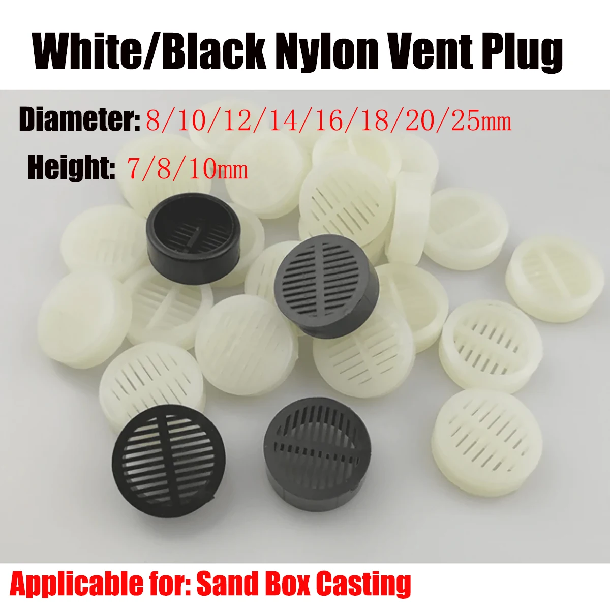 50pcs White/Black Plastic Nylon Air Vent Plug Round Mold Vent Breather Plug For Plastic Injection Mould