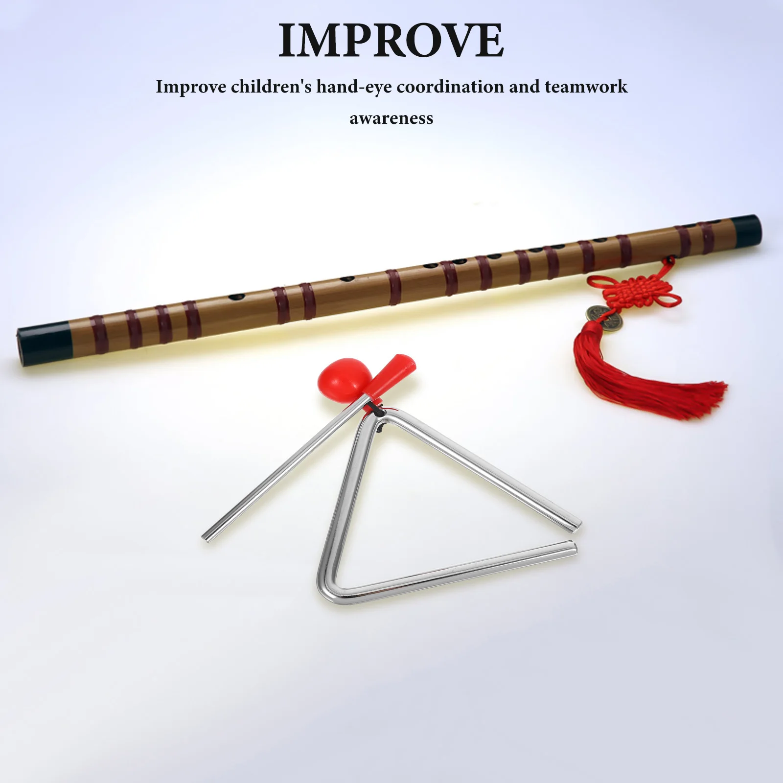 

Percussion Triangle Steel Musical Instrument Striker Durable Clear Sound Portable Education Music Development